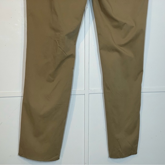 NORDSTROM Trim Straight Leg Stretch Flat Front Chino Trousers in Tan Desert - Picture 6 of 13